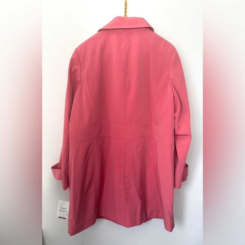 NWT JM Collection Coral Pink Long Button Lined Trench Jacket Women’s 18W $120 - Picture 4 of 9